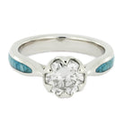 Moissanite Platinum Engagement Ring with Crushed Turquoise-4137 - Jewelry by Johan