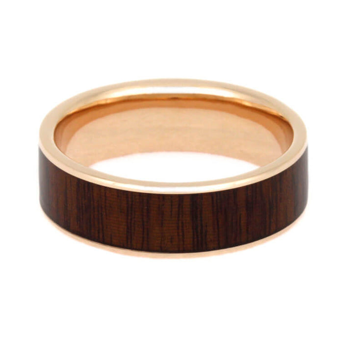 Ipe Wood Wedding Band, Rose Gold Ring