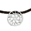 Round Reel Pendant with Brown Leather Cord