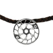 Round Reel Pendant with Brown Leather Cord