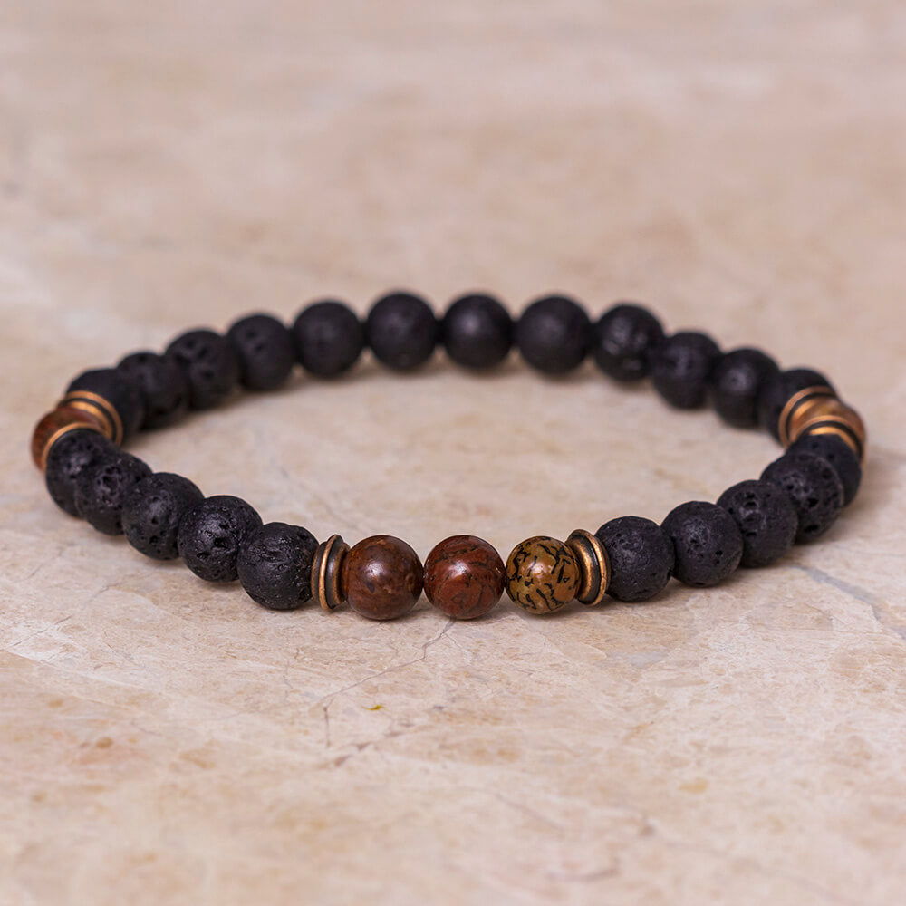 Fossilized Coprolite & Lava Bead Bracelet | Jewelry by Johan