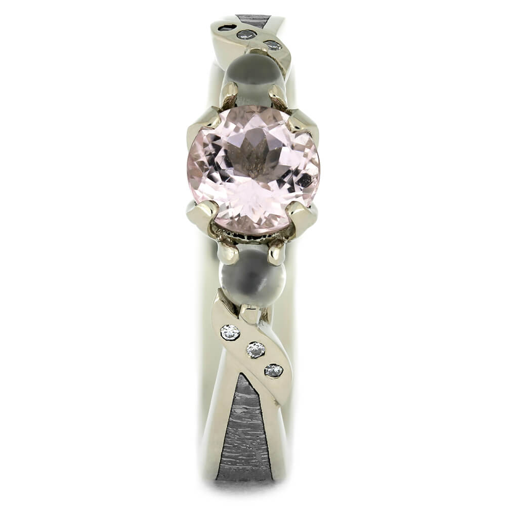 Morganite Engagement Ring with Moonstones and Meteorite-4167 - Jewelry by Johan