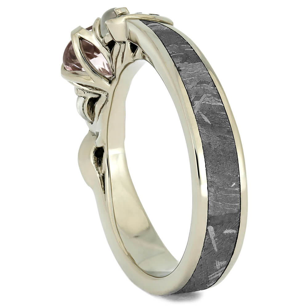 Morganite Engagement Ring with Moonstones and Meteorite-4167 - Jewelry by Johan