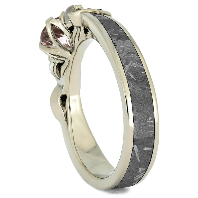 Morganite Engagement Ring with Moonstones and Meteorite-4167 - Jewelry by Johan