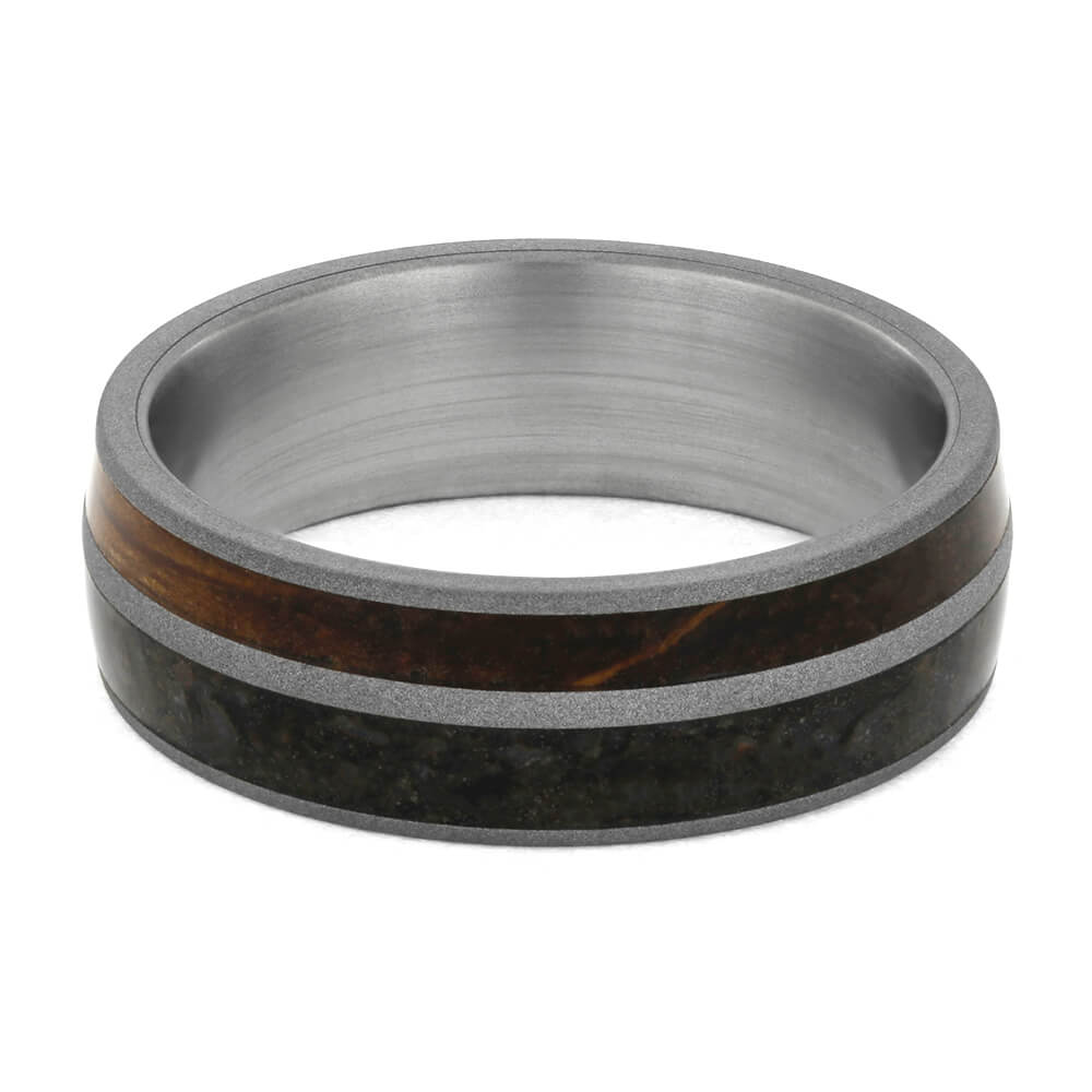 Whiskey Oak and Dino Bone Men's Wedding Band-4168 - Jewelry by Johan