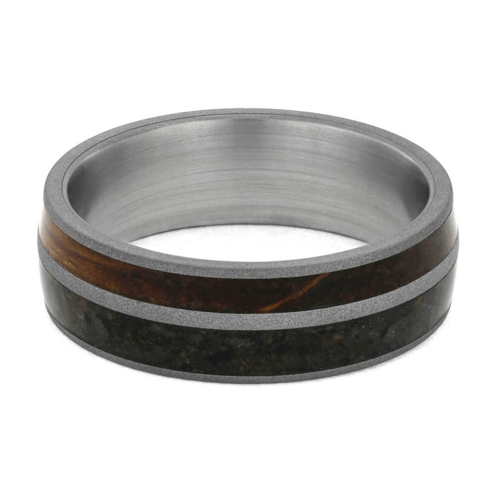 Whiskey Oak and Dino Bone Men's Wedding Band-4168 - Jewelry by Johan