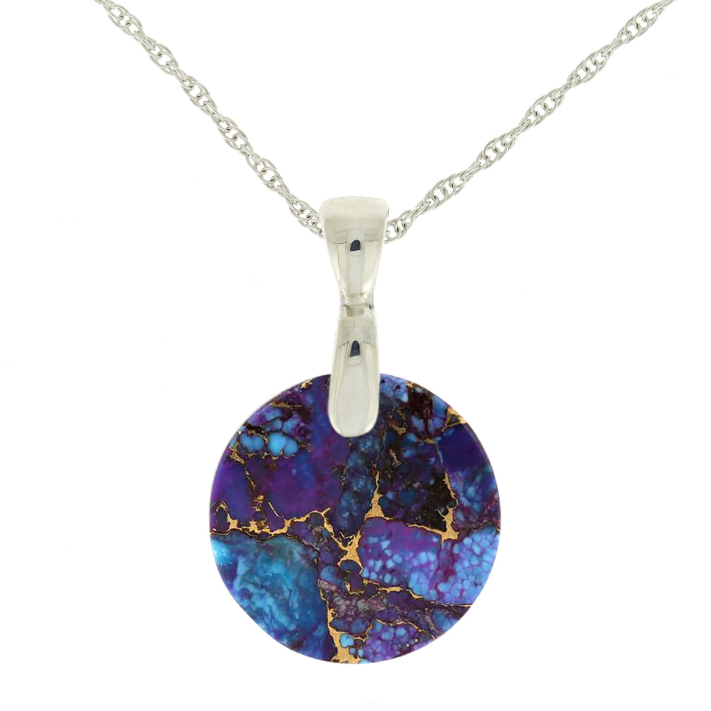 Lava Mosaic Turquoise Necklace with Sterling Silver Bail and Chain