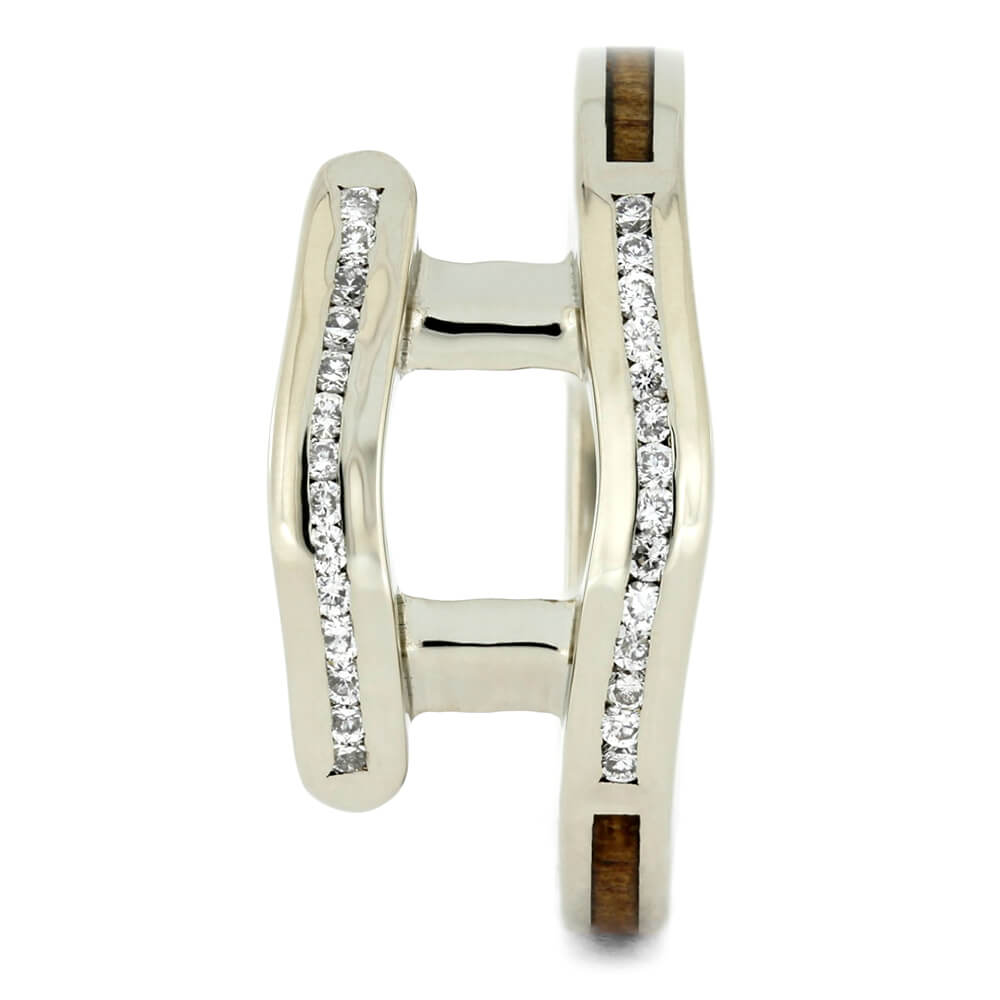 Personalized Koa Wood Ring Guard with White Gold-4192 - Jewelry by Johan