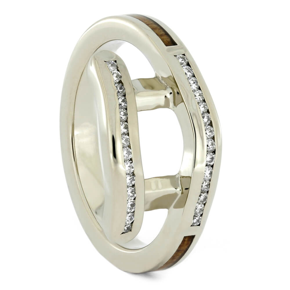 Personalized Koa Wood Ring Guard with White Gold-4192 - Jewelry by Johan