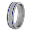 Men's Meteorite Wedding Band with Stripes of Blue Enamel-4193 - Jewelry by Johan