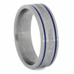 Men's Meteorite Wedding Band with Stripes of Blue Enamel-4193 - Jewelry by Johan