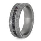 Meteorite and Antler Men's Wedding Ring in Matte Titanium-4201 - Jewelry by Johan