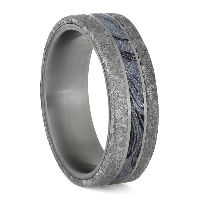 Men's Wedding Band with Meteorite and Cobaltium Mokume-4203 - Jewelry by Johan