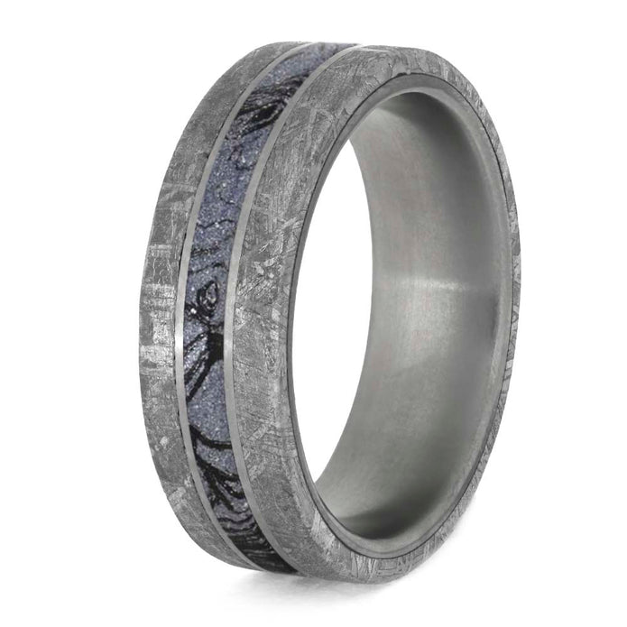 Men's Wedding Band with Meteorite and Cobaltium Mokume-4203 - Jewelry by Johan