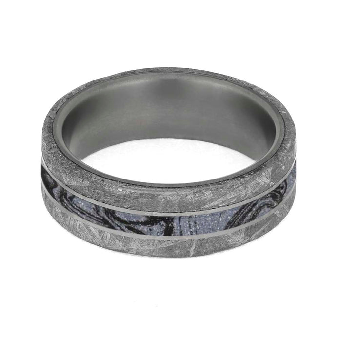 Men's Wedding Band with Meteorite and Cobaltium Mokume-4203 - Jewelry by Johan