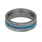 Blue Men's Ring with Meteorite Edges in Matte Titanium-4205 - Jewelry by Johan