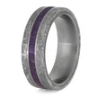 Purple Wood Men's Wedding Band Meteorite Edges Separated By Titanium Pinstripes-4207 - Jewelry by Johan