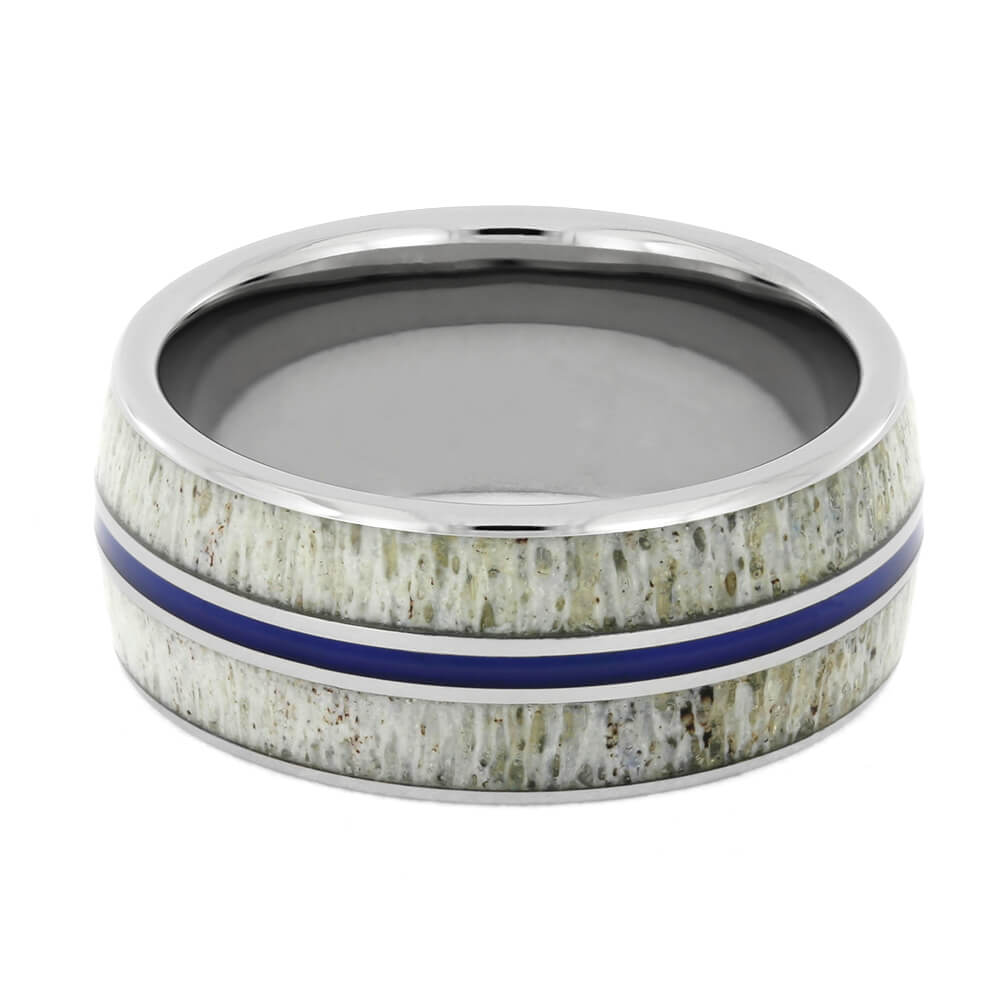 Deer Antler Wedding Band with Blue Enamel-4213 - Jewelry by Johan