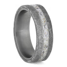 White Stardust™ Meteorite Men's Ring in Matte Titanium-4217 - Jewelry by Johan