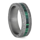 Malachite and Meteorite Men's Wedding Band, Green Ring for Man-4218 - Jewelry by Johan