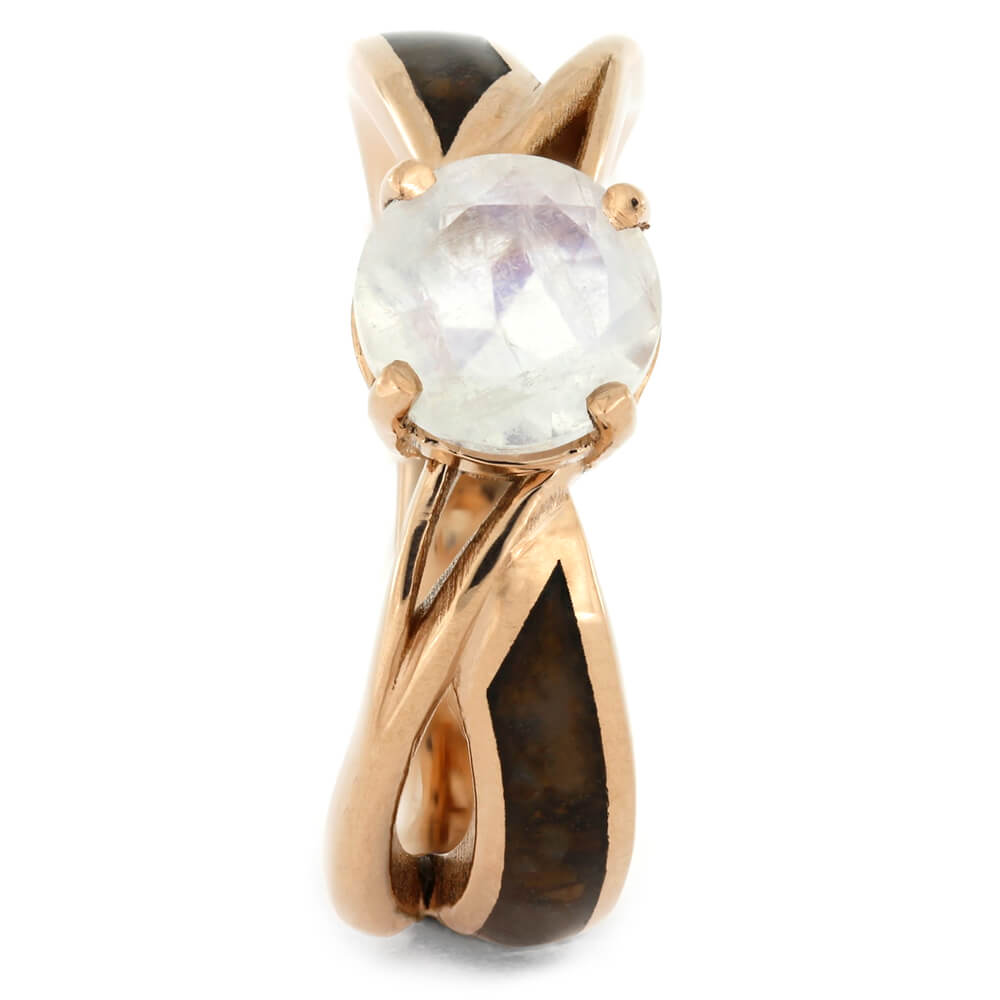Solitaire Moonstone Engagement Ring with Dinosaur Bone in Rose Gold-4220 - Jewelry by Johan