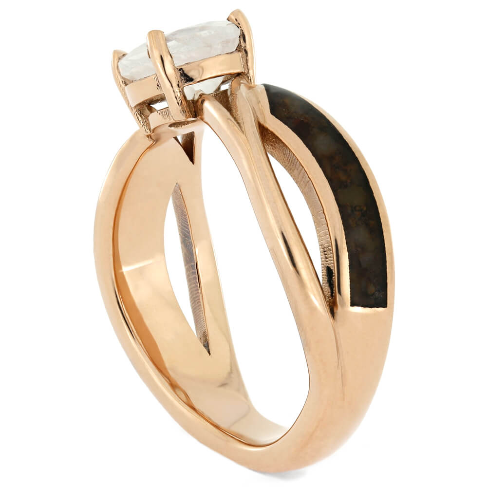 Solitaire Moonstone Engagement Ring with Dinosaur Bone in Rose Gold-4220 - Jewelry by Johan