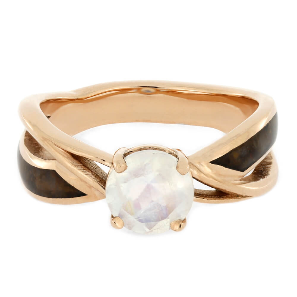 Solitaire Moonstone Engagement Ring with Dinosaur Bone in Rose Gold-4220 - Jewelry by Johan