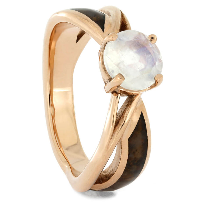 Solitaire Moonstone Engagement Ring with Dinosaur Bone in Rose Gold-4220 - Jewelry by Johan