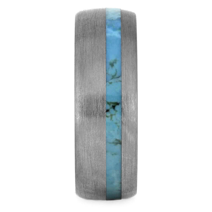 Turquoise Wedding Band With Brushed Titanium Finish-4223 - Jewelry by Johan