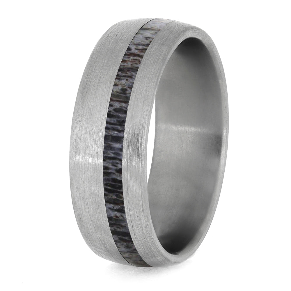 Deer Antler Men's Wedding Band In Brushed Titanium-4225 - Jewelry by Johan