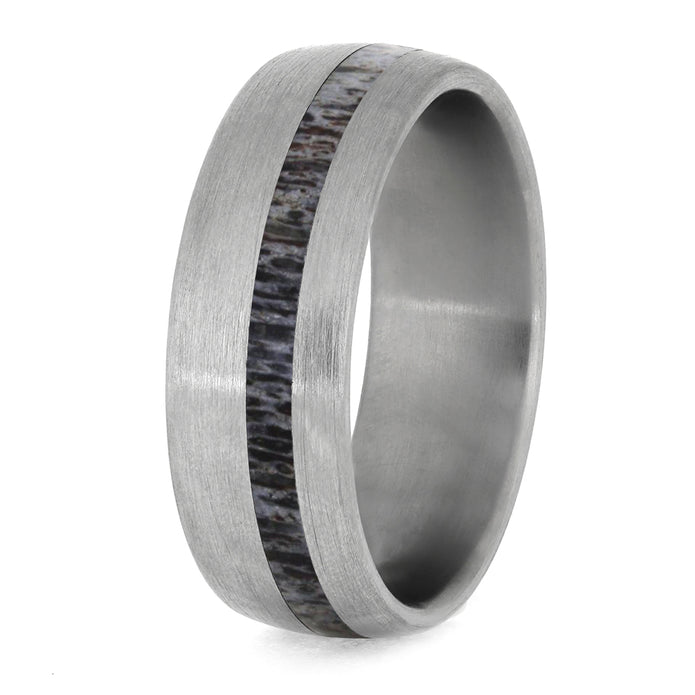 Deer Antler Men's Wedding Band In Brushed Titanium-4225 - Jewelry by Johan