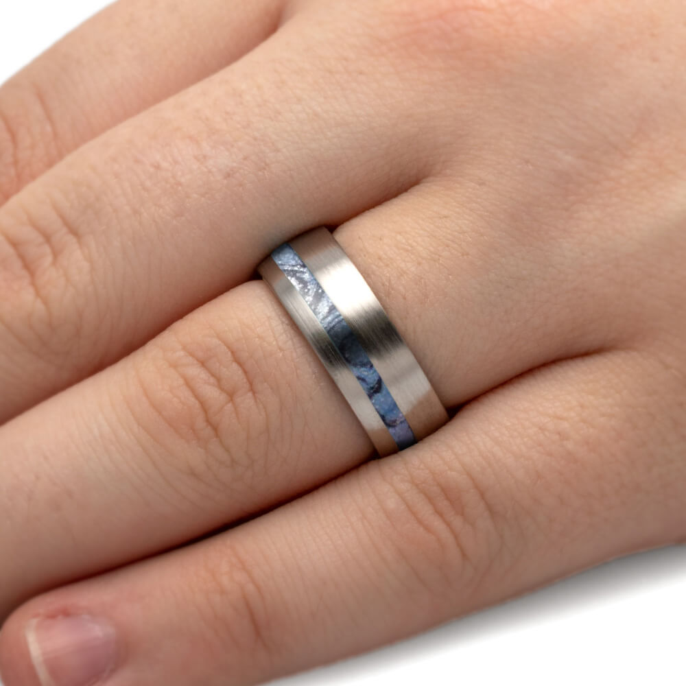 Cobaltium Mokume Gane Wedding Band, Brushed Titanium Ring-4227 - Jewelry by Johan