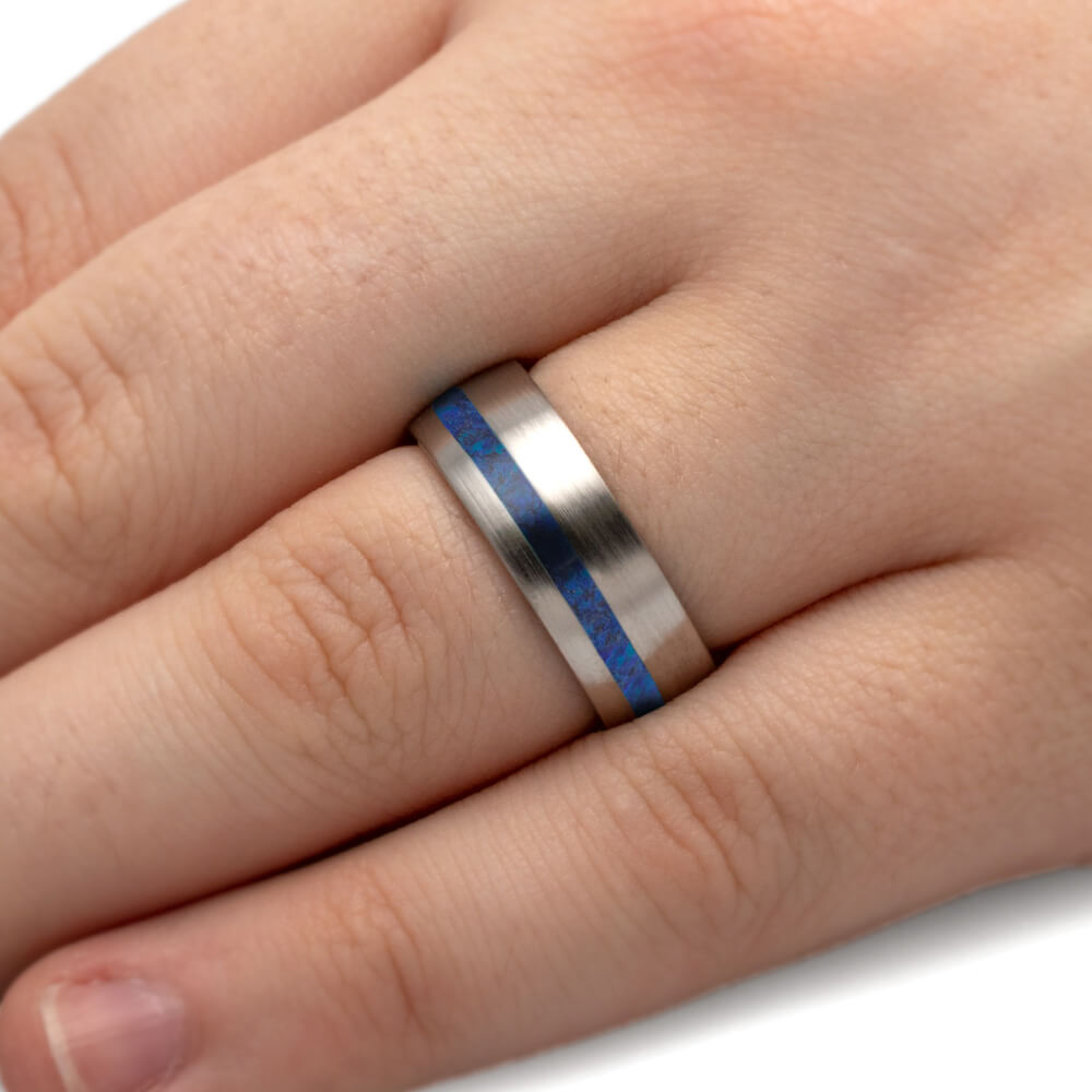 Dark Opal Ring With Brushed Titanium And Synthetic Opal-4230 - Jewelry by Johan