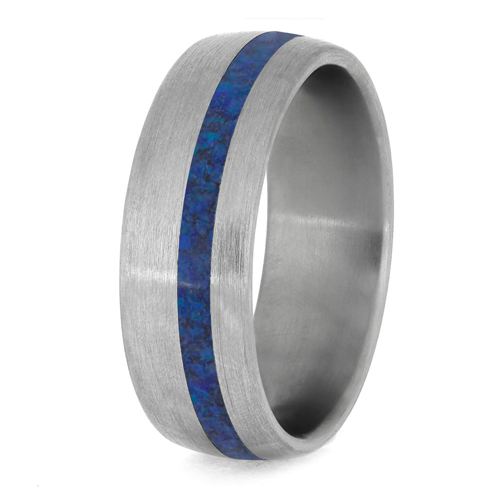 Dark Opal Ring With Brushed Titanium And Synthetic Opal-4230 - Jewelry by Johan