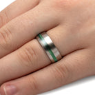 Green Box Elder Burl Ring With Brushed Titanium Finish-4232 - Jewelry by Johan