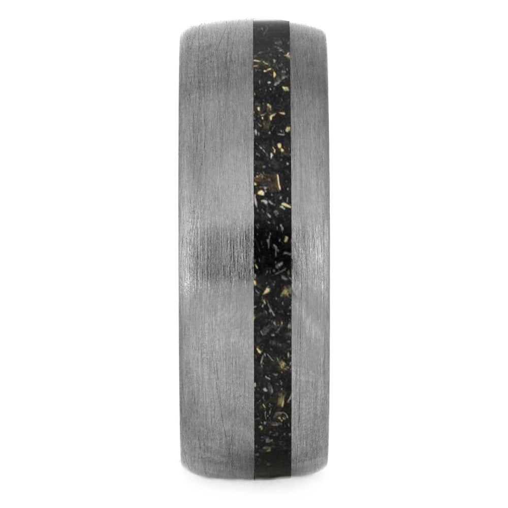 Black Stardust™ Men's Wedding Band in Brushed Titanium-4234 - Jewelry by Johan