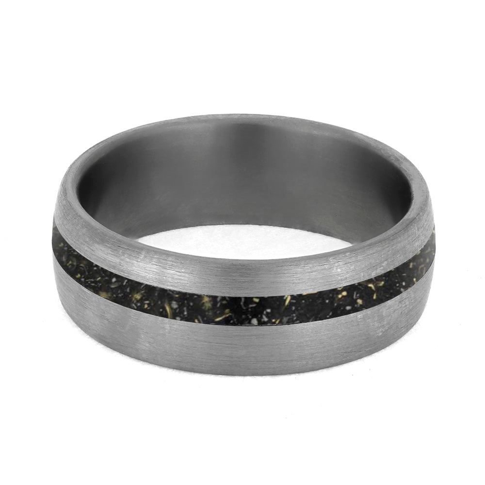 Black Stardust™ Men's Wedding Band in Brushed Titanium-4234 - Jewelry by Johan
