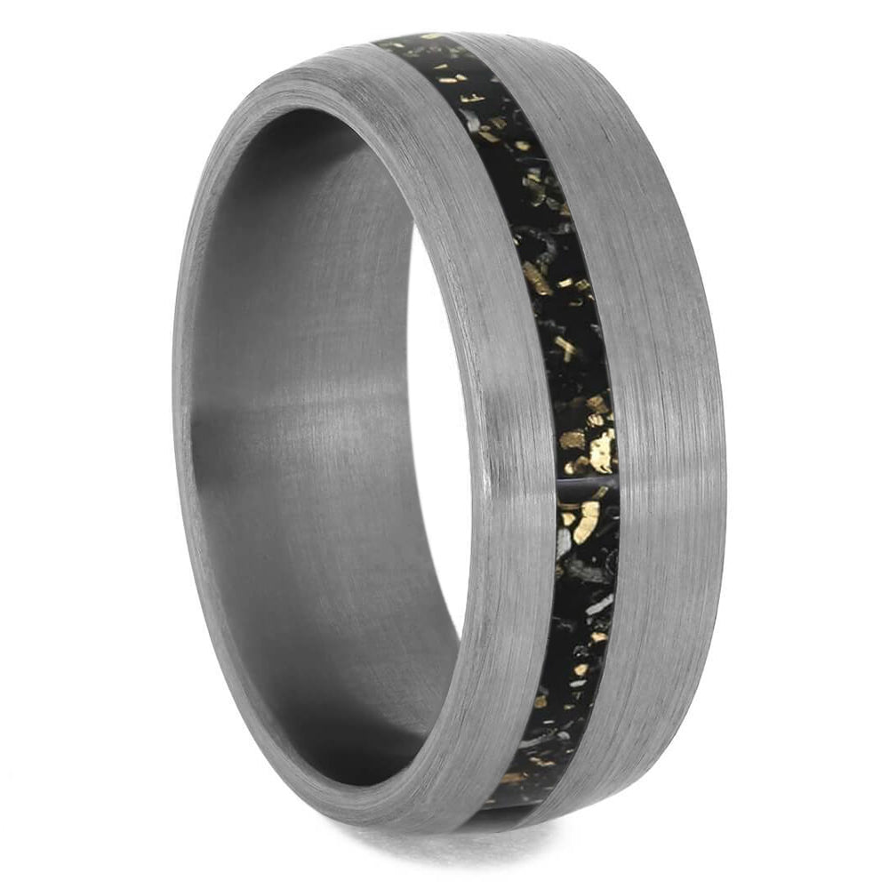 Black Stardust™ Men's Wedding Band in Brushed Titanium-4234 - Jewelry by Johan