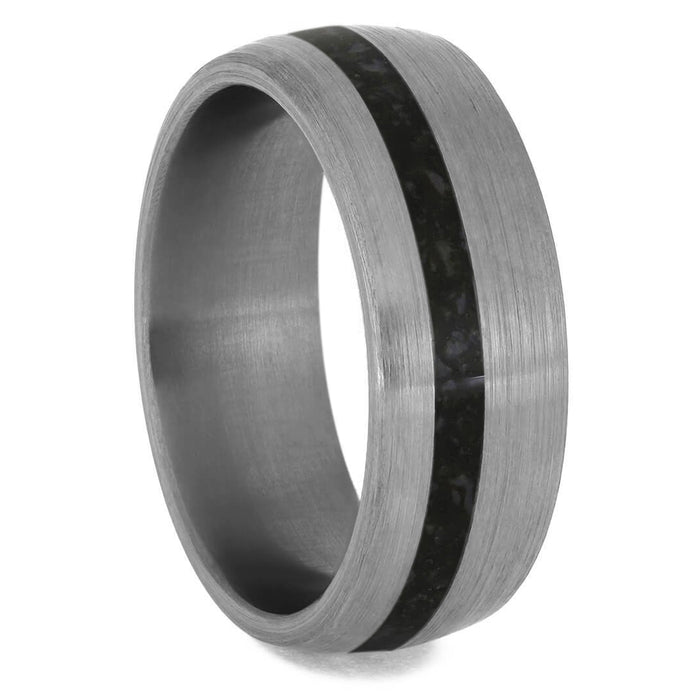 Genuine Dinosaur Bone Men's Wedding Band In Titanium-4236 - Jewelry by Johan