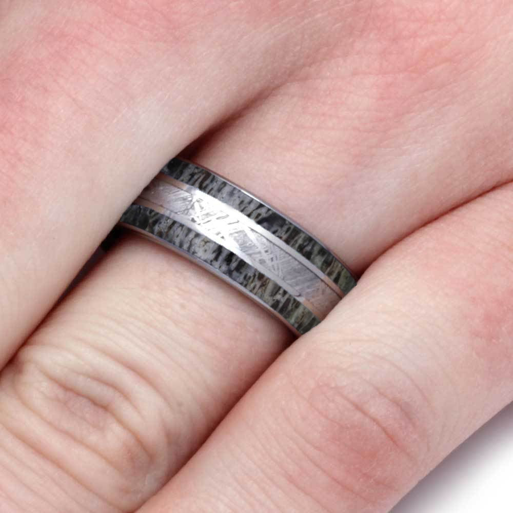 Antler and Meteorite Men's Wedding Band-4240 - Jewelry by Johan