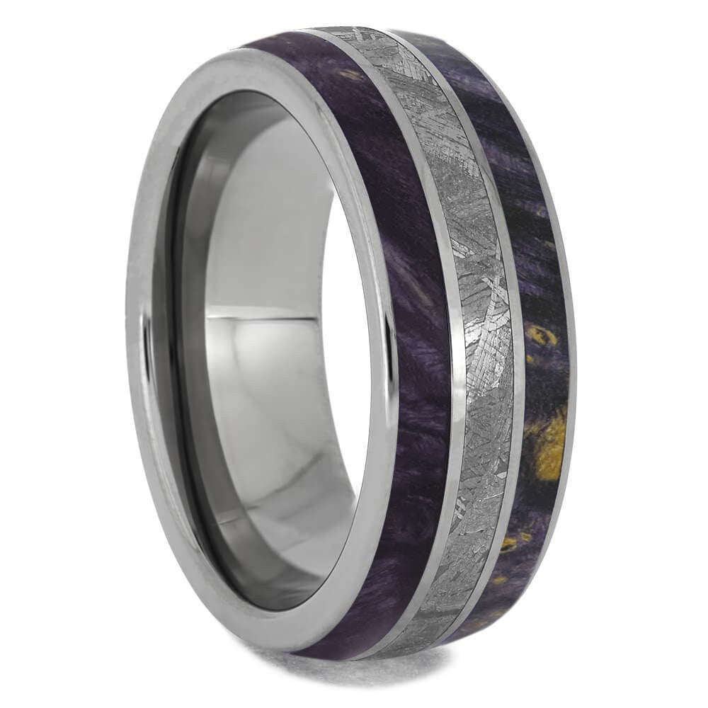 Purple Wood & Meteorite Men's Wedding Band - Jewelry by Johan