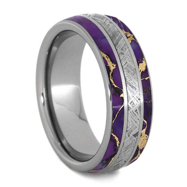 Lava Turquoise Ring With Meteorite And Polished Titanium-4252 - Jewelry by Johan
