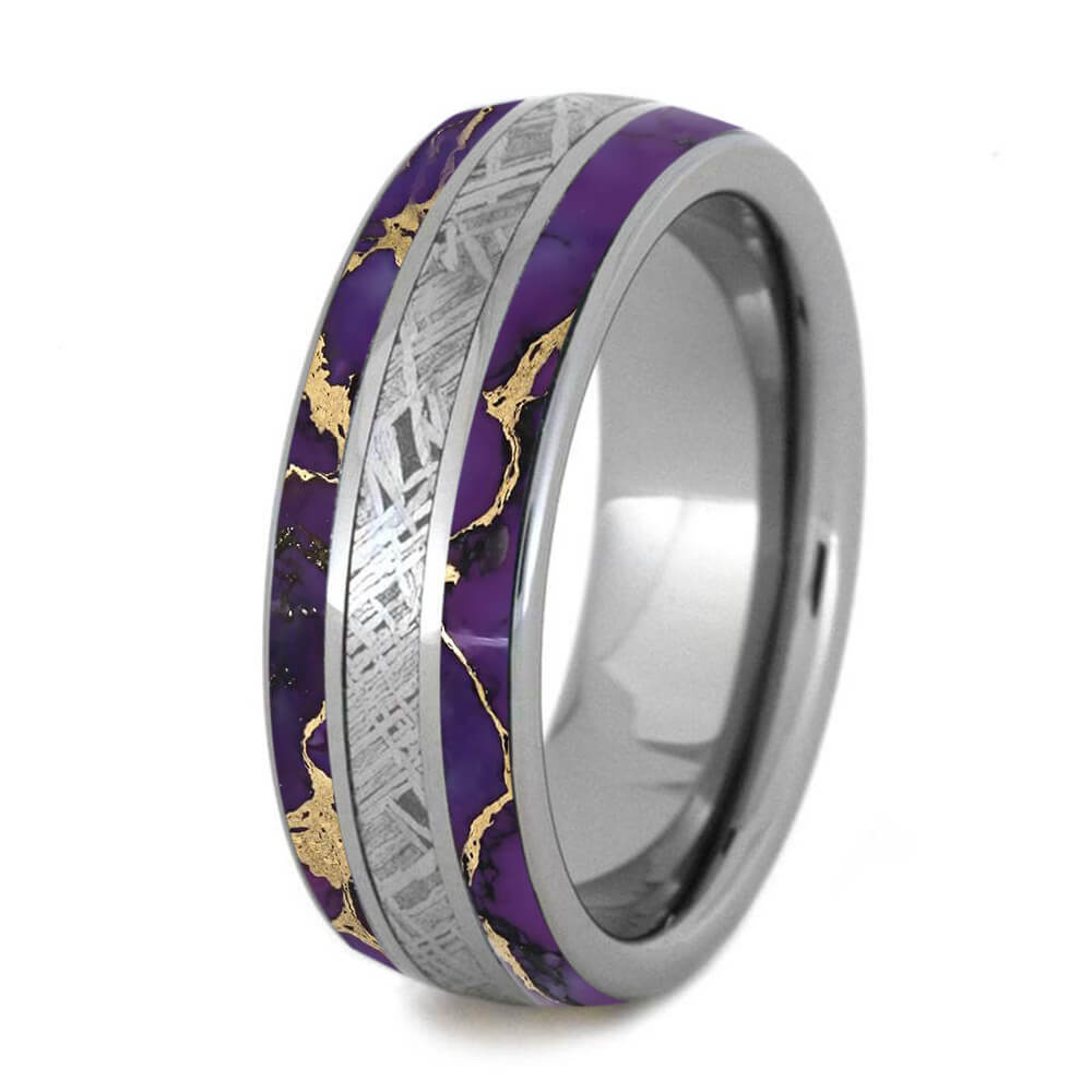 Lava Turquoise Ring With Meteorite And Polished Titanium-4252 - Jewelry by Johan