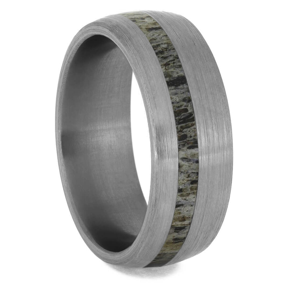 Deer Antler Men's Wedding Band In Brushed Titanium-4225 - Jewelry by Johan