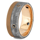 Men's Rose Gold Wedding Band with Meteorite and Topaz-4265 - Jewelry by Johan