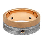 Men's Rose Gold Wedding Band with Meteorite and Topaz-4265 - Jewelry by Johan
