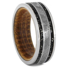 Meteorite & Stardust Ring With Whiskey Oak Wood Sleeve - Jewelry by Johan