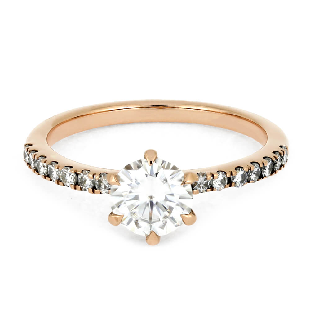 Moissanite Engagement Ring With 6 Claw Prong Setting-4278 - Jewelry by Johan