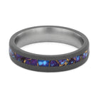 Lava Mosaic Turquoise Wedding Band in Sandblasted Titanium-4288 - Jewelry by Johan