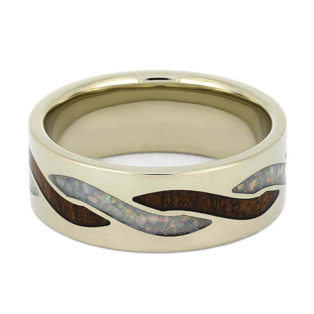 Opal And Wood Wedding Band with Twist Inlays-4289 - Jewelry by Johan
